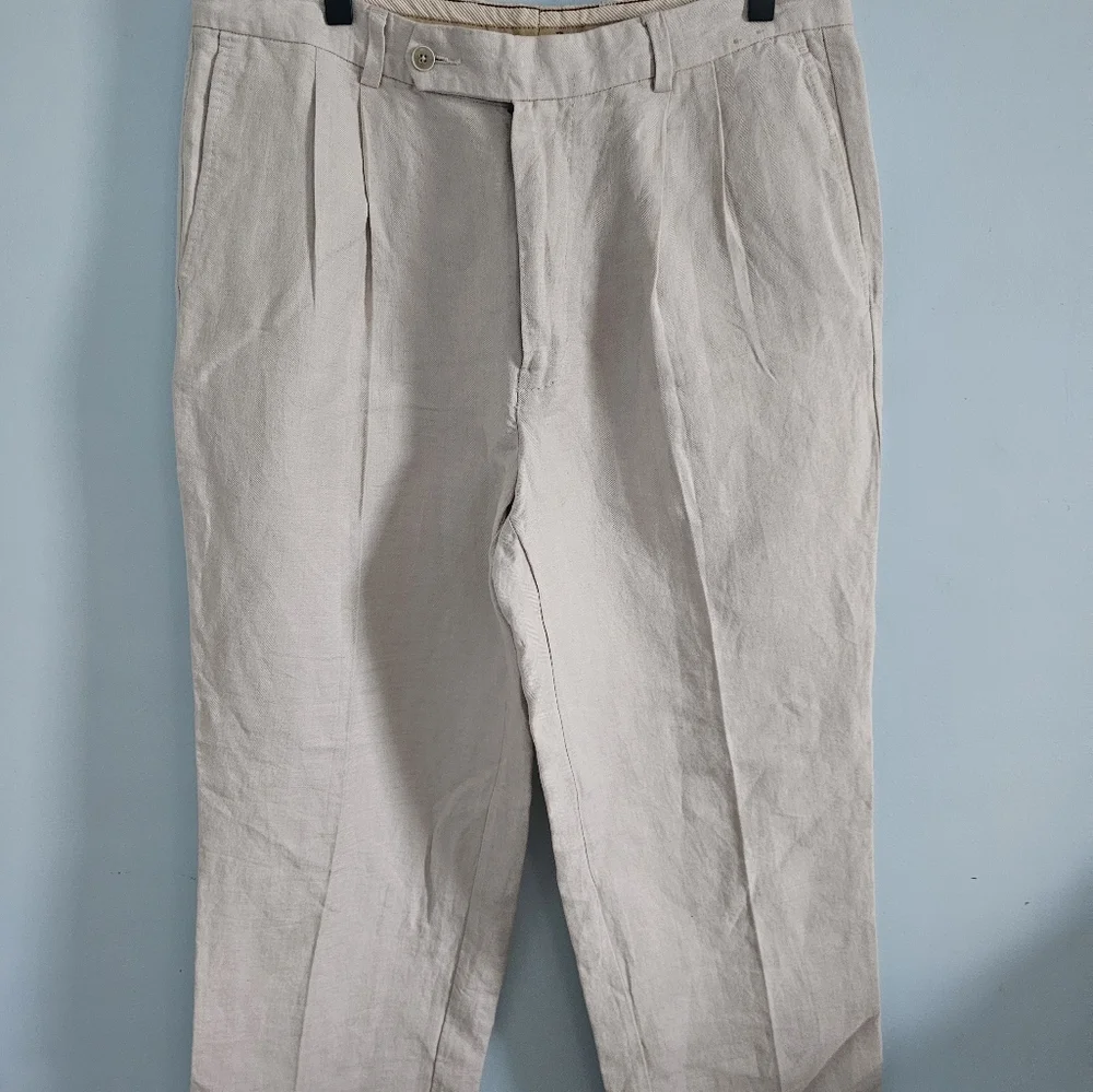 Tommy Bahama‎ Cream Linen And Silk Blend Slacks Casual Elegance Vacation